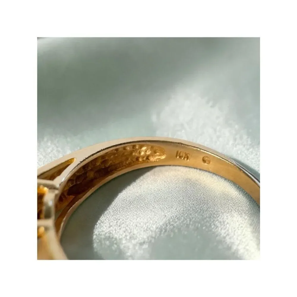 10K Gold Natural Rainbow Opal & Diamond Ring -Size 7- Australian White Opal Ring